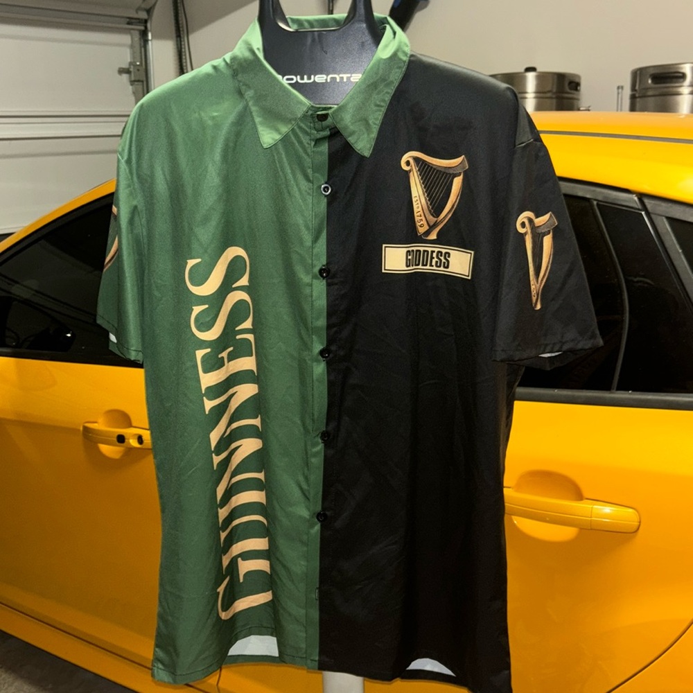 Guinness Bowling Shirt that reads GODDESS on the front